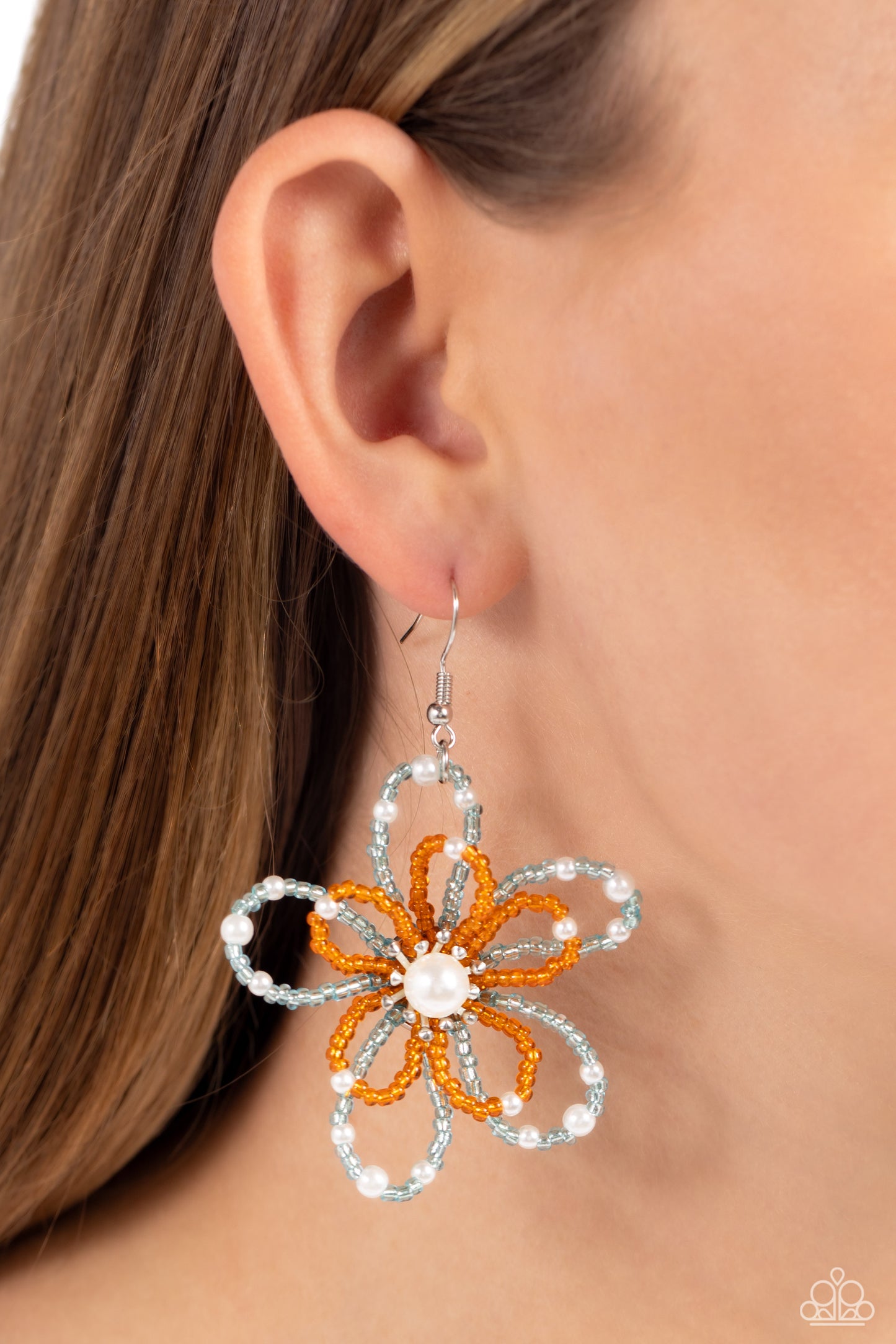 Paparazzi Earrings - Pearl Crush - Orange