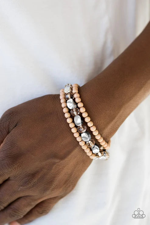 Paparazzi Bracelets - Beaded Bravado - Brown