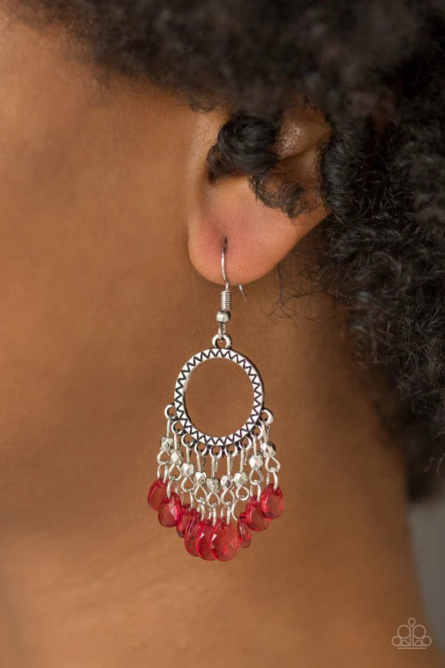 Paparazzi Earrings - Paradise Palace - Red