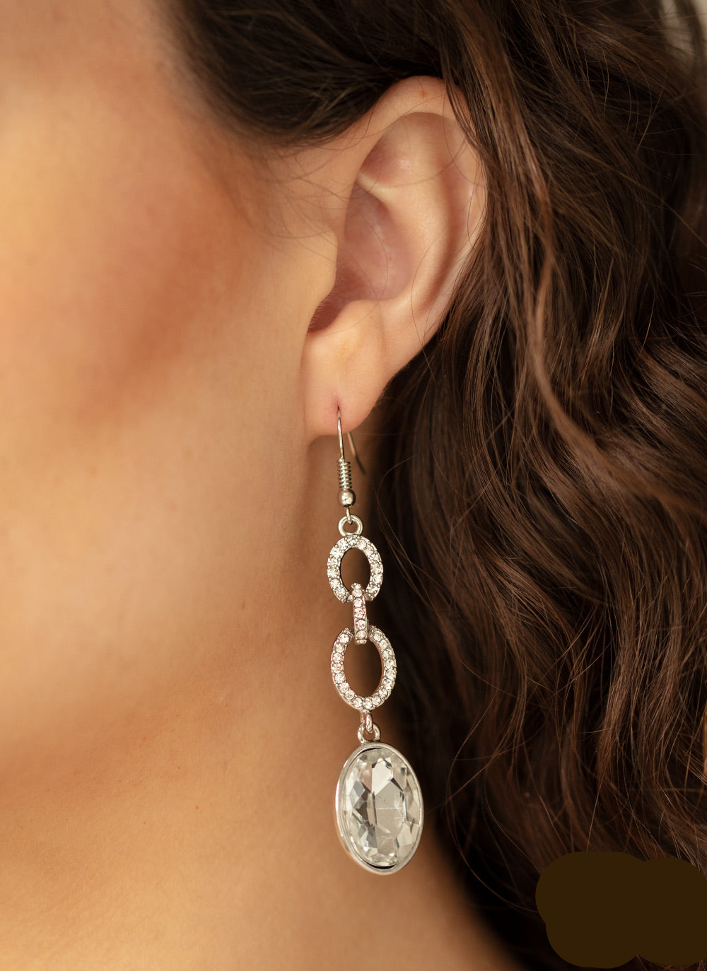 Paparazzi Earrings - Extra Ice Queen - White