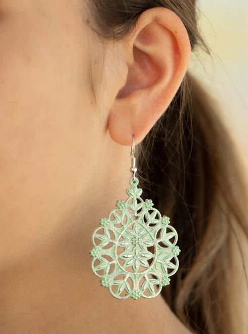 Paparazzi Earrings - Floral Affair - Green
