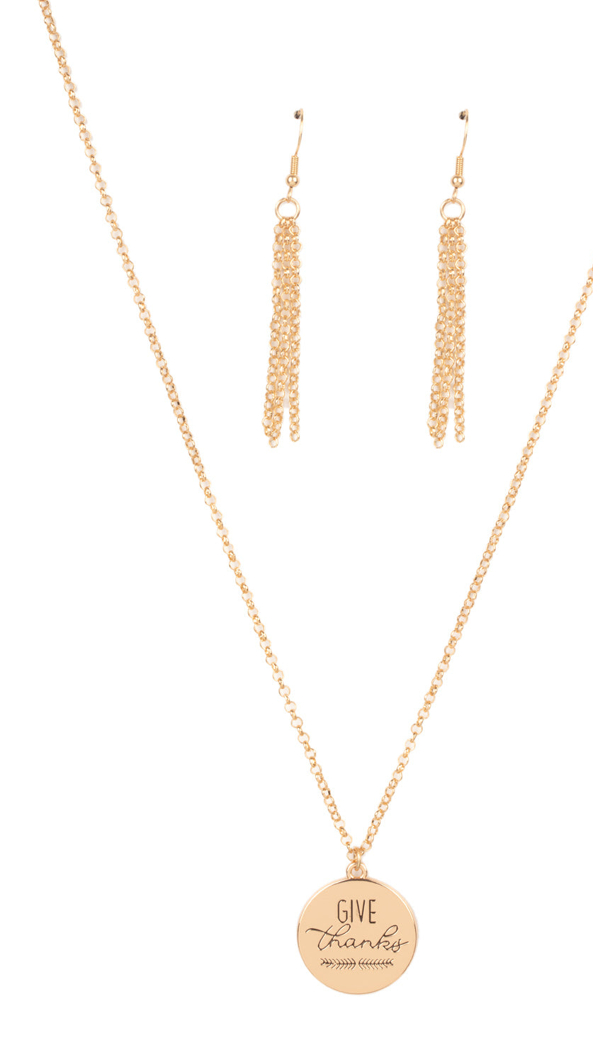 Paparazzi Necklaces - Give Thanks - Gold