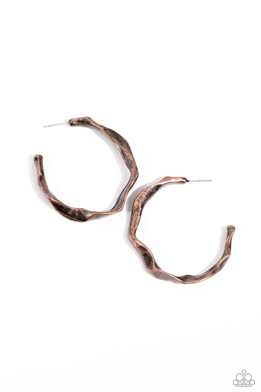 Paparazzi Earrings - Coveted Curves - Copper