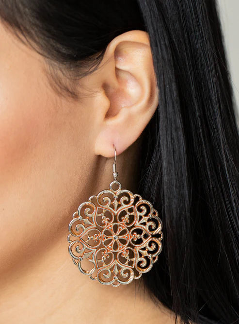 Paparazzi Earrings - Mandala Effect - Orange