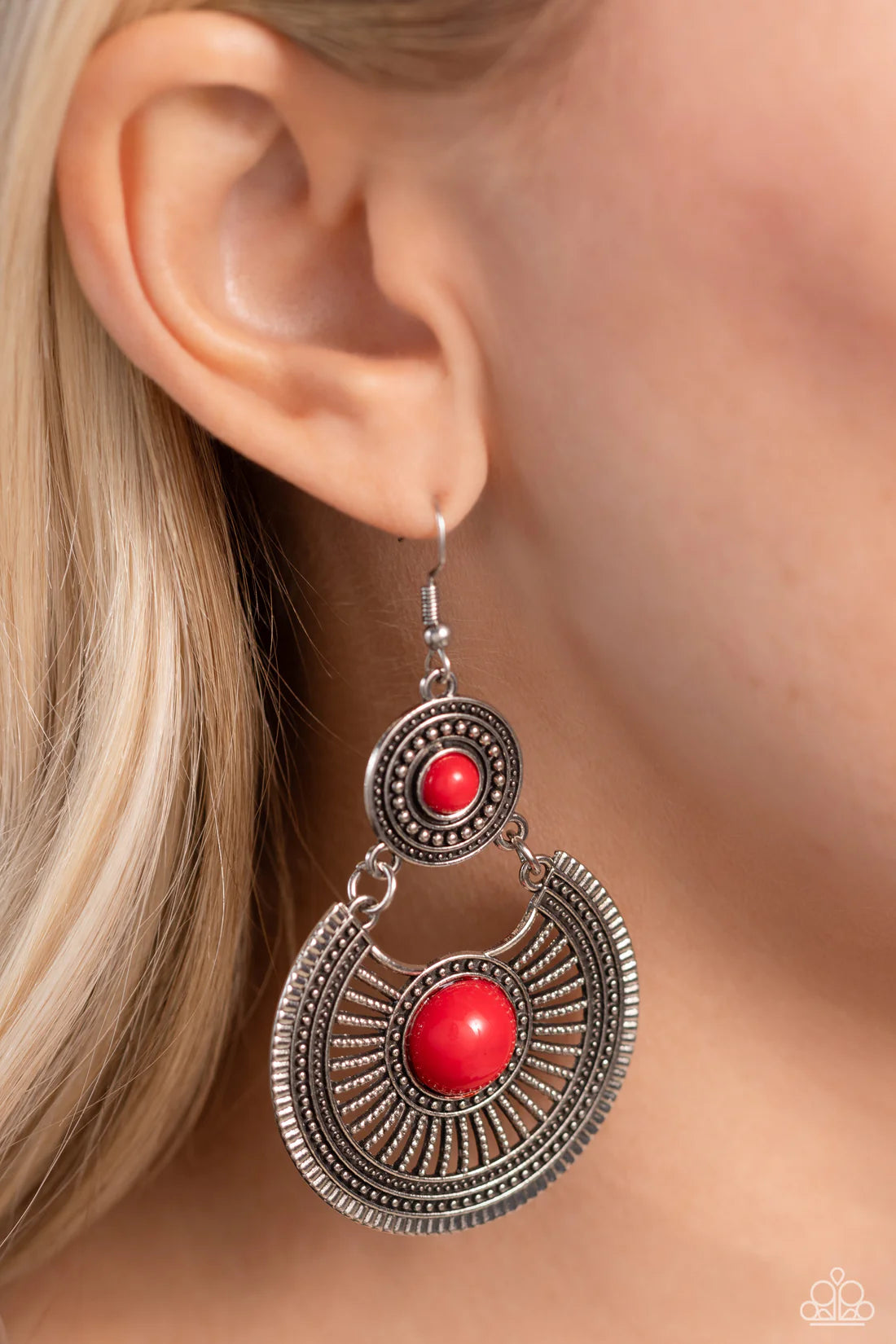 Paparazzi Earrings - A Wild Bunch - Red