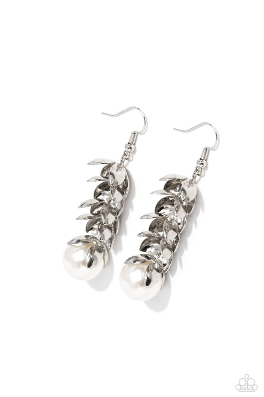 Paparazzi PREORDER Earrings - Ocean FROND Property - White