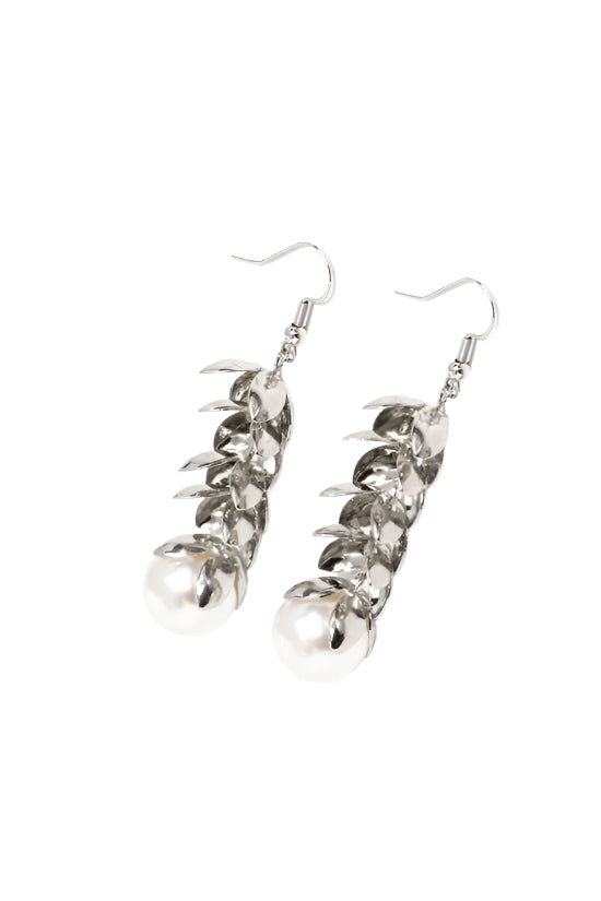 Paparazzi Earrings - Ocean Frond Property - White