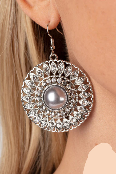 Paparazzi Earrings - Glorified Ritz -Silver