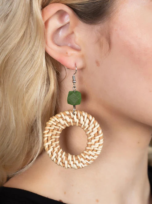 Paparazzi Earrings - Wildly Wicker - Green