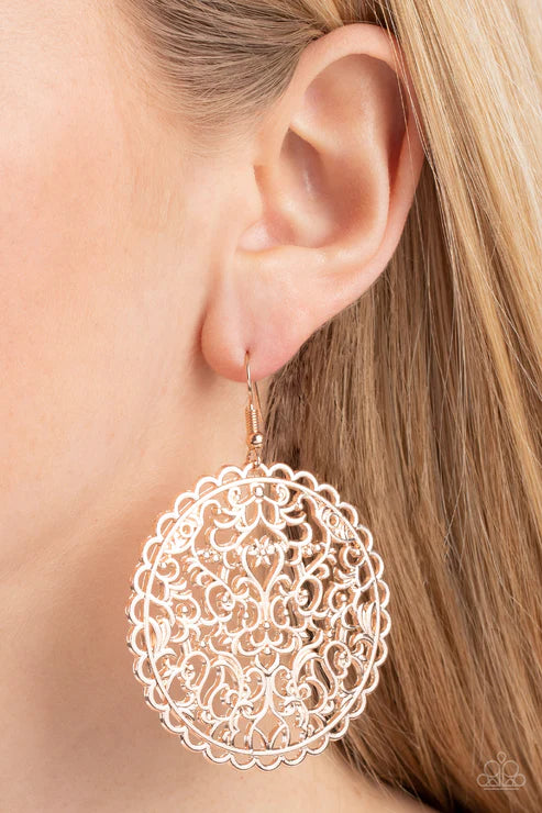 Paparazzi Earrings - The Whole Nine Vineyards - Rose Gold