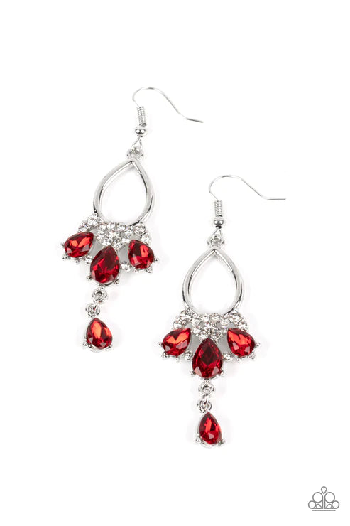 Paparazzi Earrings - Coming In Clutch - Red