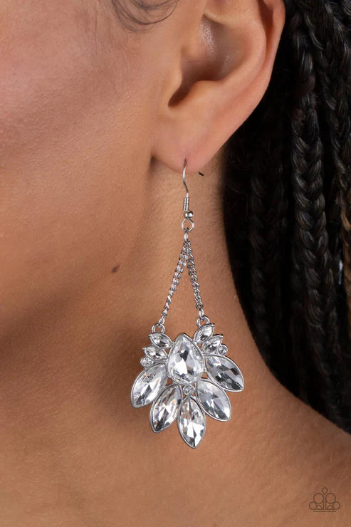 Paparazzi Earrings - Prismatic Pageantry - White