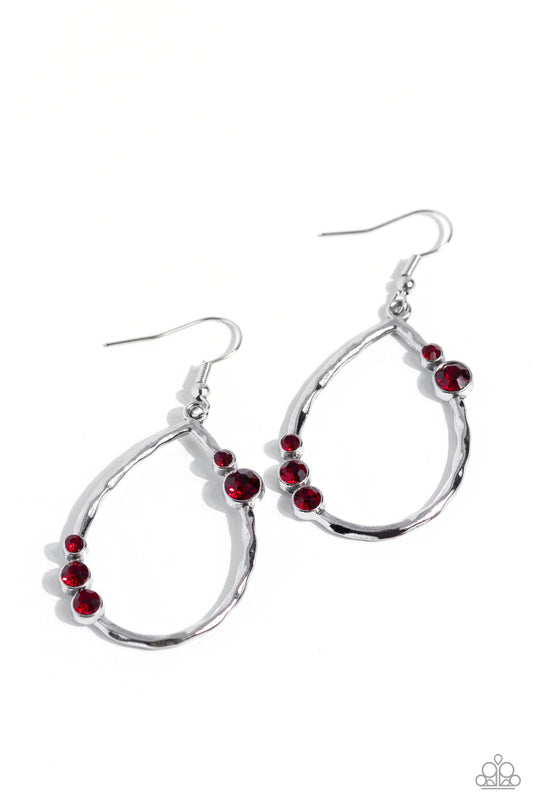 Paparazzi Earrings - Shop Till You Droplet - Red