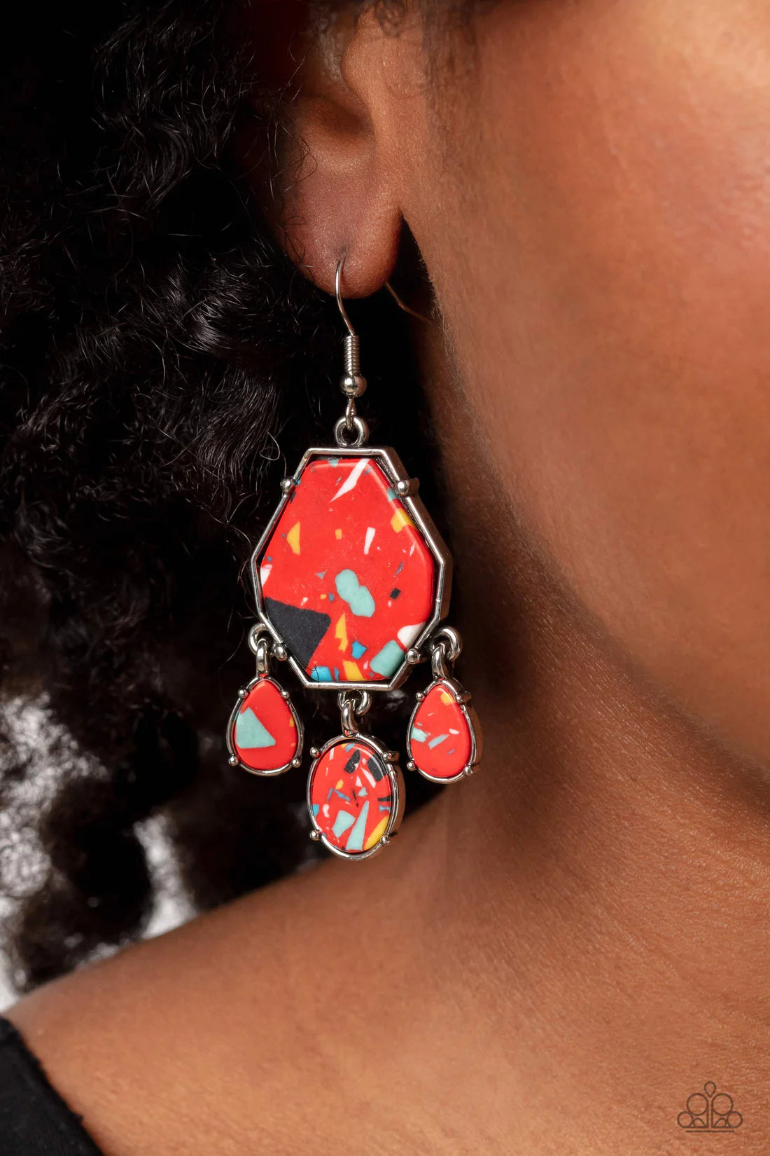 Paparazzi Earrings - Organic Optimism - Red