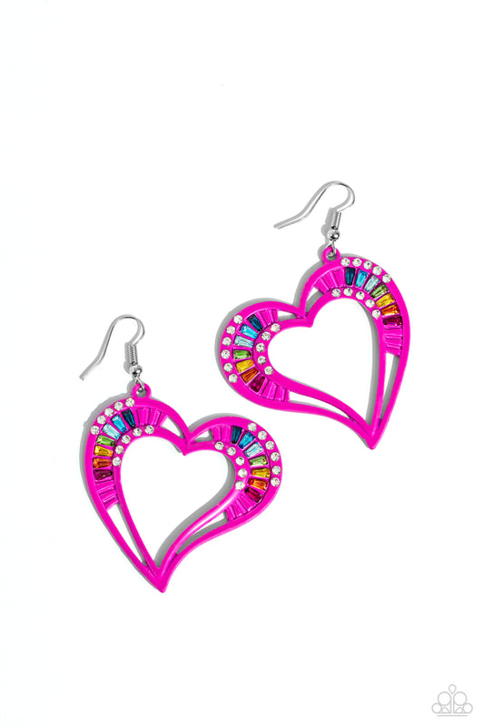 Paparazzi PREORDER Earrings - Embellished Emeralds - Pink