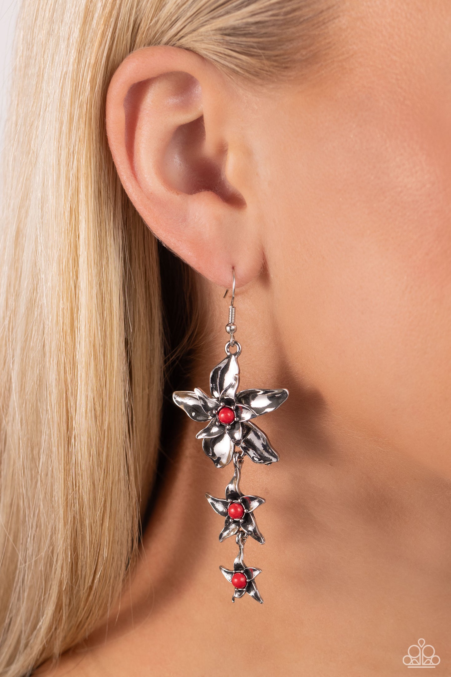 Paparazzi Earrings - Tapered Tiers - Red