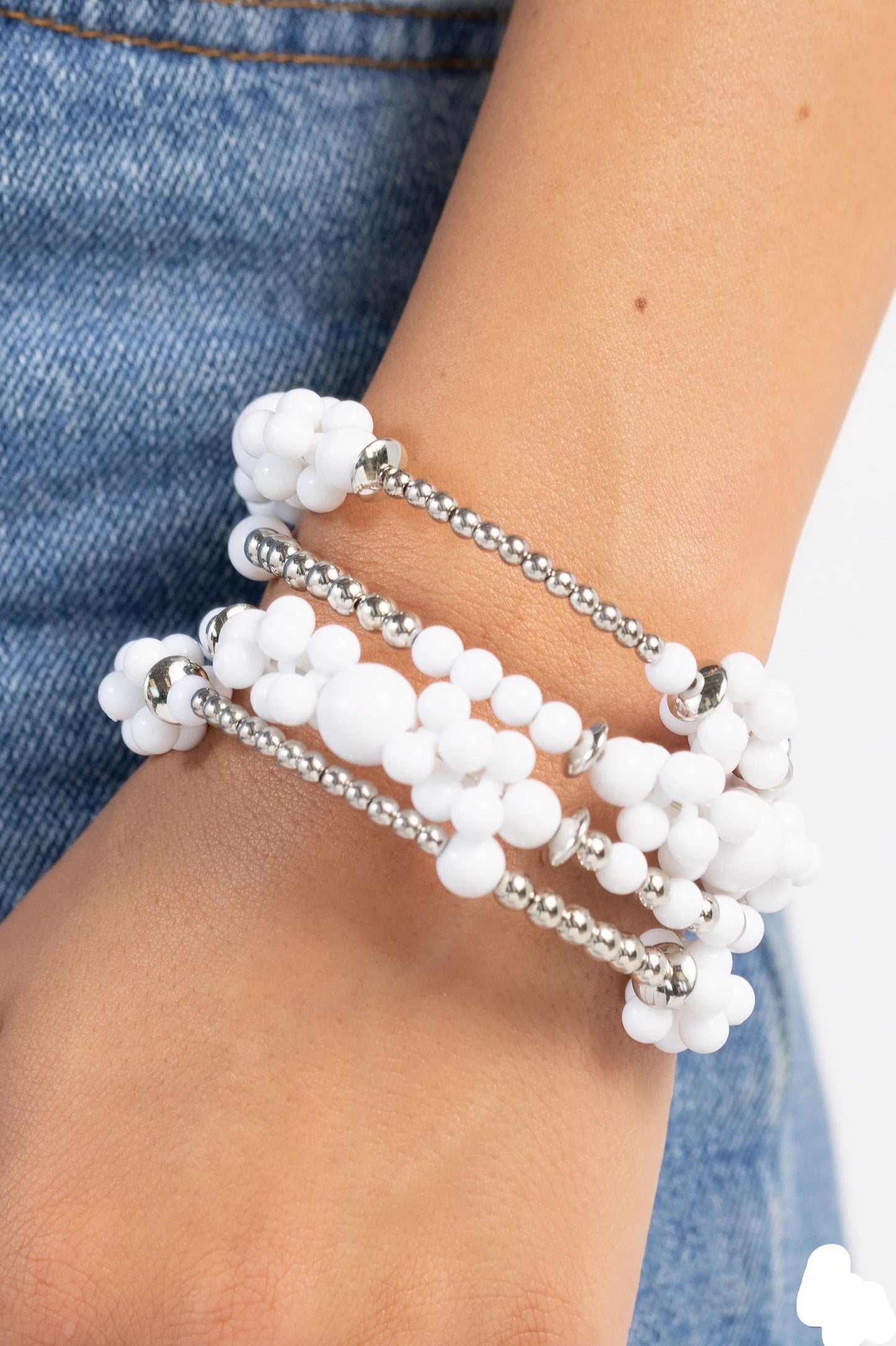 Paparazzi Bracelets - Compelling Clouds - White