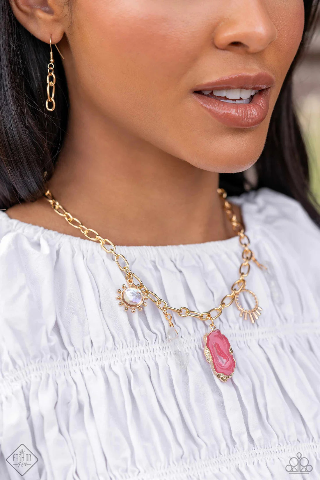 Paparazzi Necklaces - Geode Glam - Pink - Fashion Fix