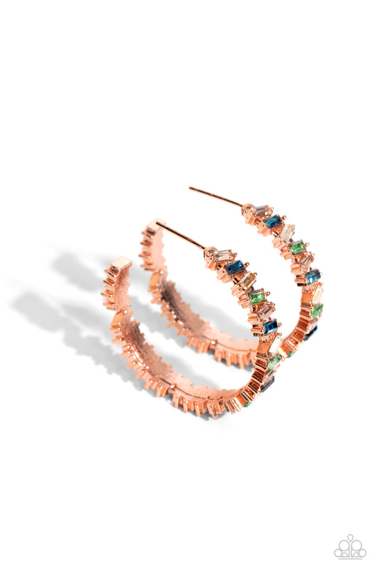 Paparazzi Earrings - Effortless Emeralds - Copper