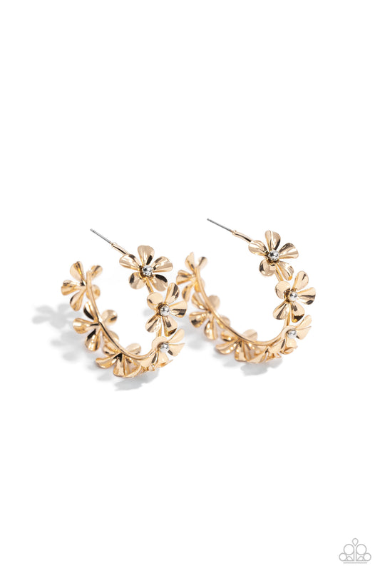 Paparazzi Earrings - Floral Flamenco - Gold