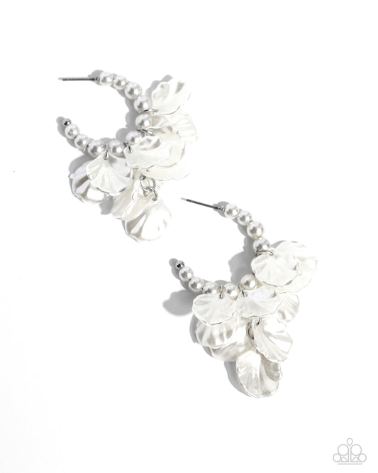 Paparazzi Earrings - Frilly Feature - White