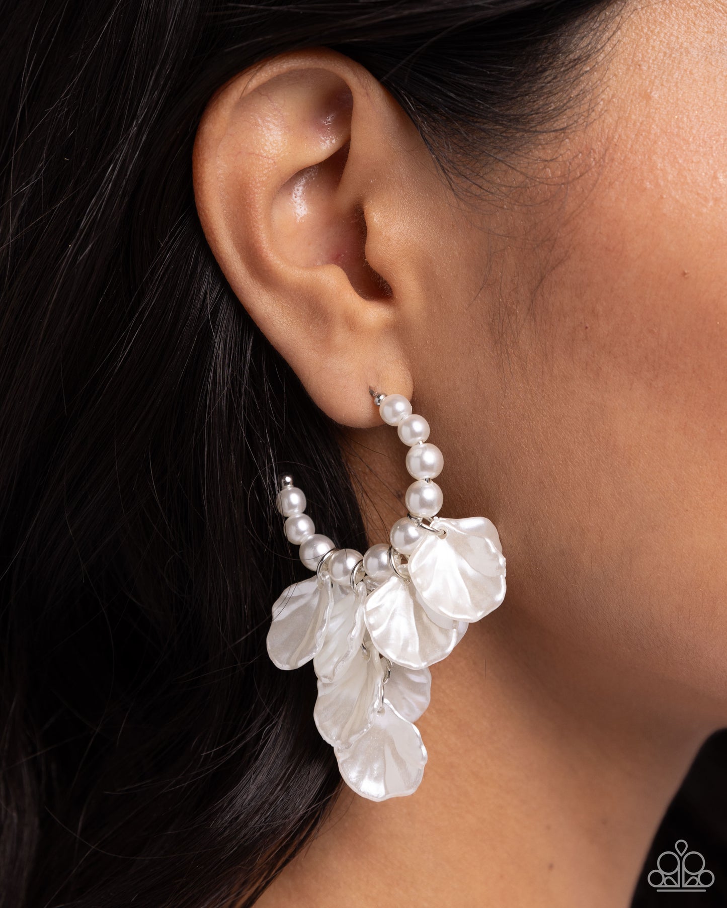 Paparazzi Earrings - Frilly Feature - White