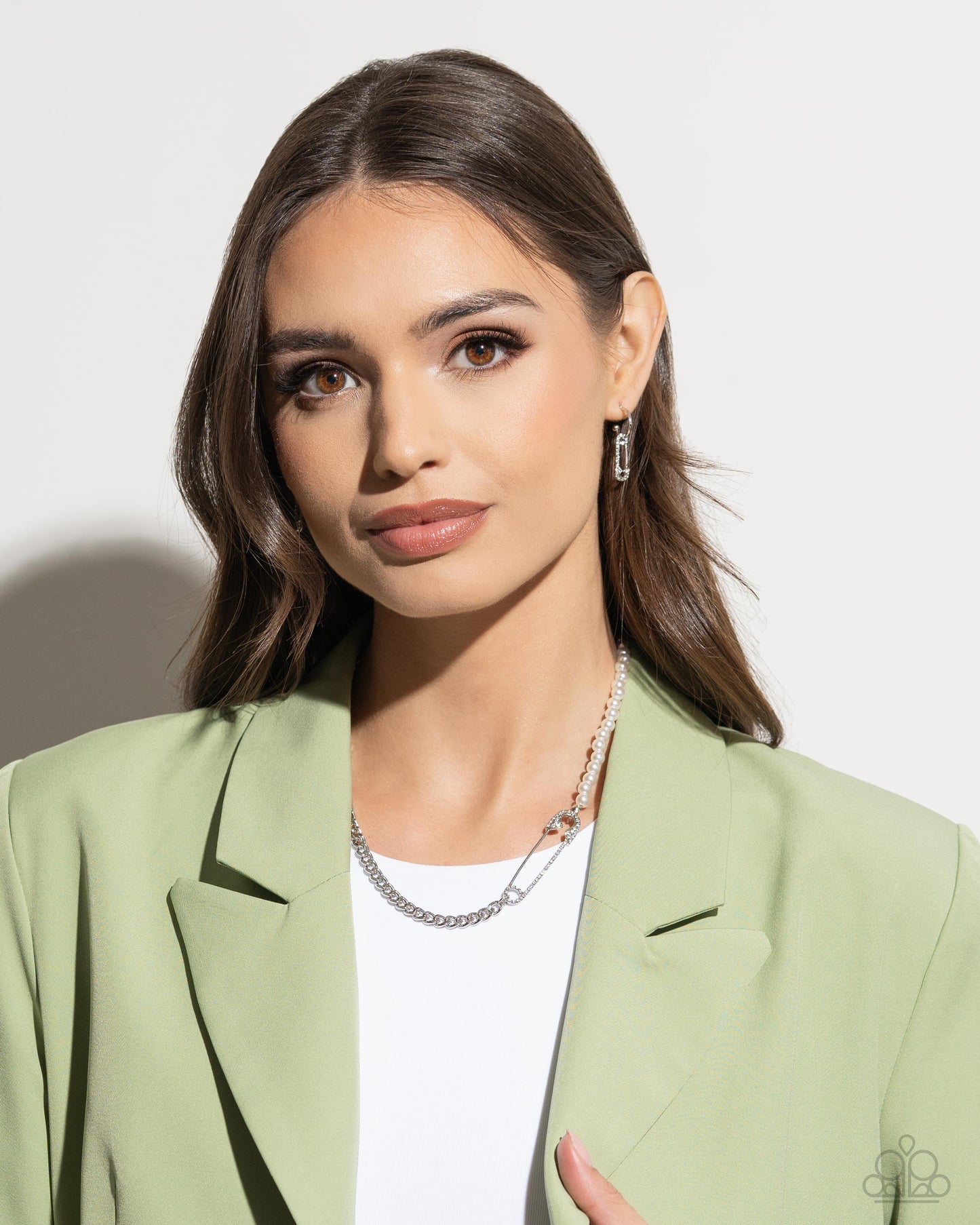 Paparazzi Earrings - Safety Pin Sentiment - White