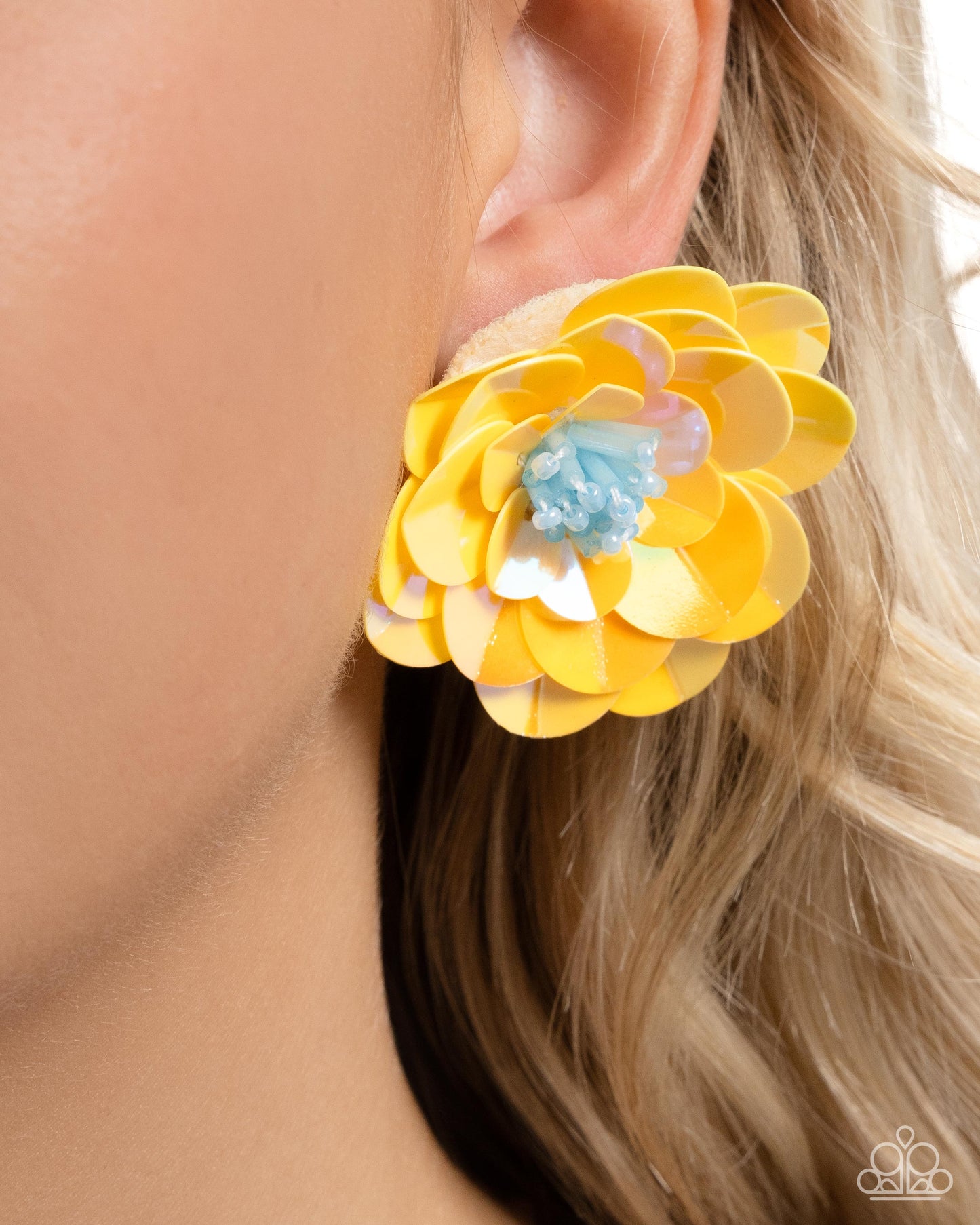 Paparazzi Earrings - Floating Florals - Yellow