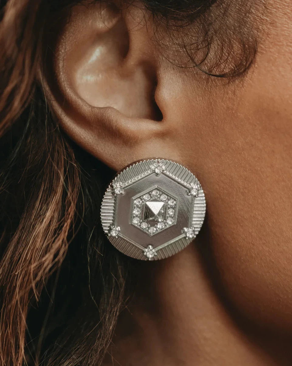 Paparazzi Earrings - Enfolded Edge - White - Fashion Fix - Magnificent Musings - January 2025