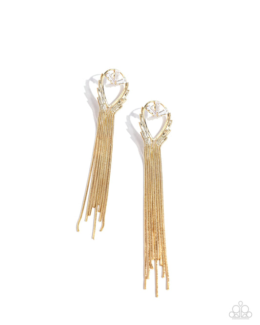 Paparazzi PREORDER Earrings - Elongated Effervescence - Gold