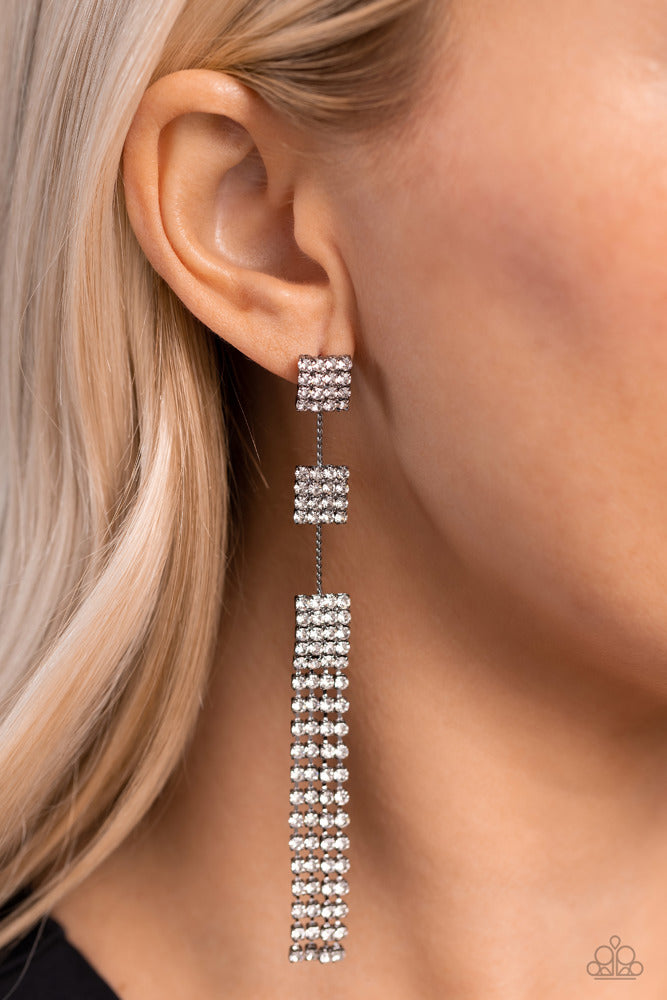 Paparazzi Earrings - Fiercely Free-Falling - Black - Fasion Fix Exclusive