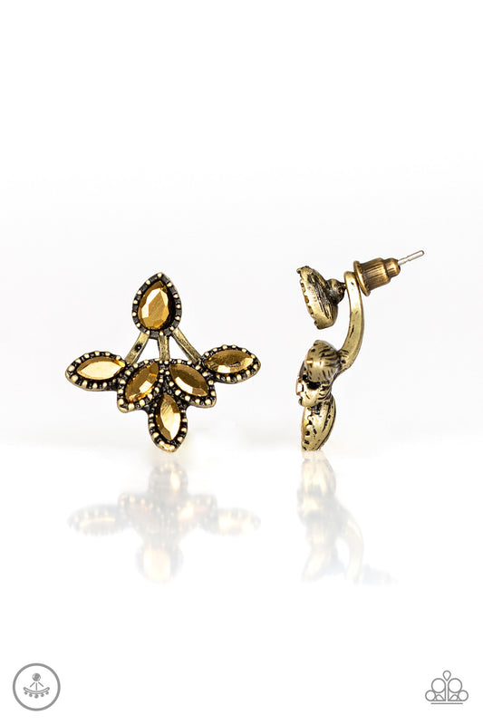 Paparazzi Earrings - A Force To Beam Reckoned With - Brass