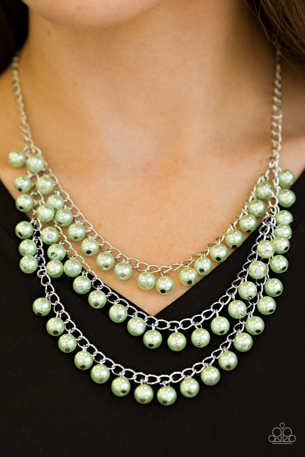 Paparazzi green on sale pearl necklace