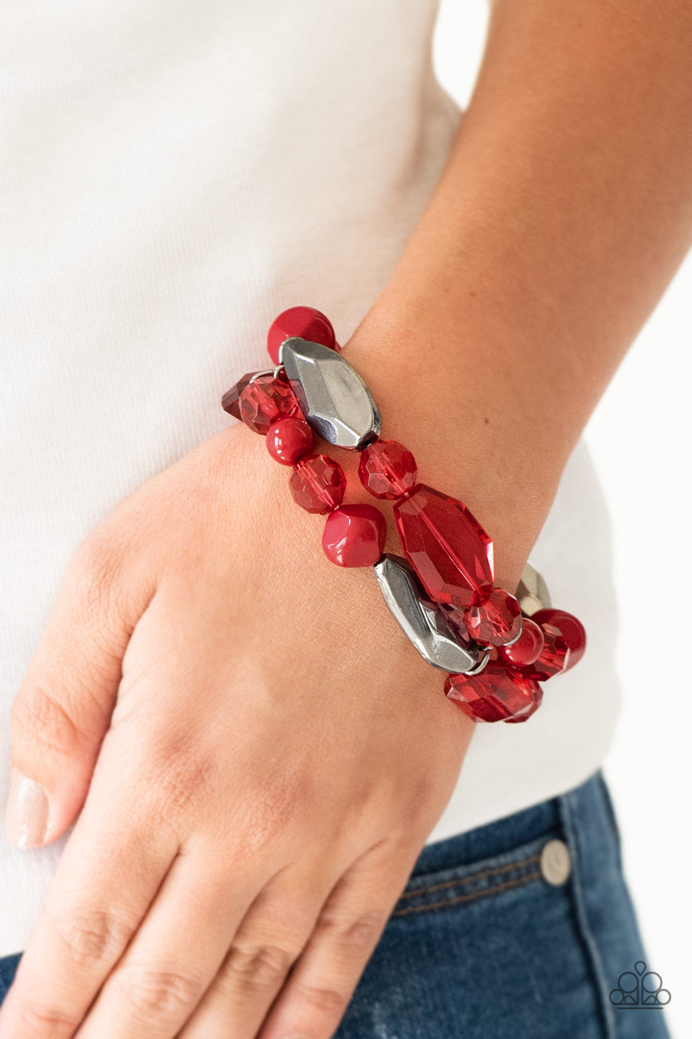Paparazzi Bracelets - Rockin Rock Candy - Red