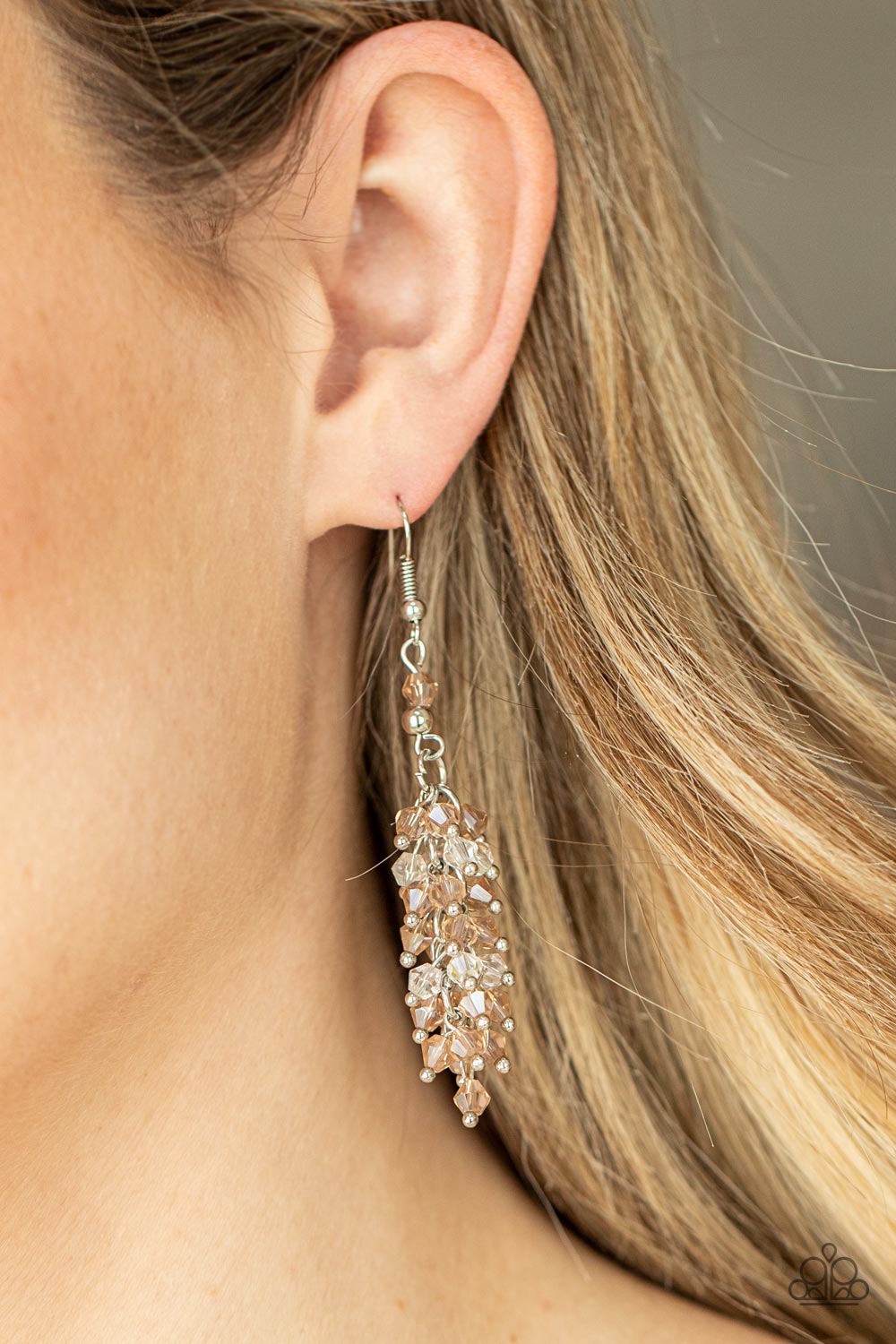 Paparazzi Earrings - Celestial Chandeliers - Brown