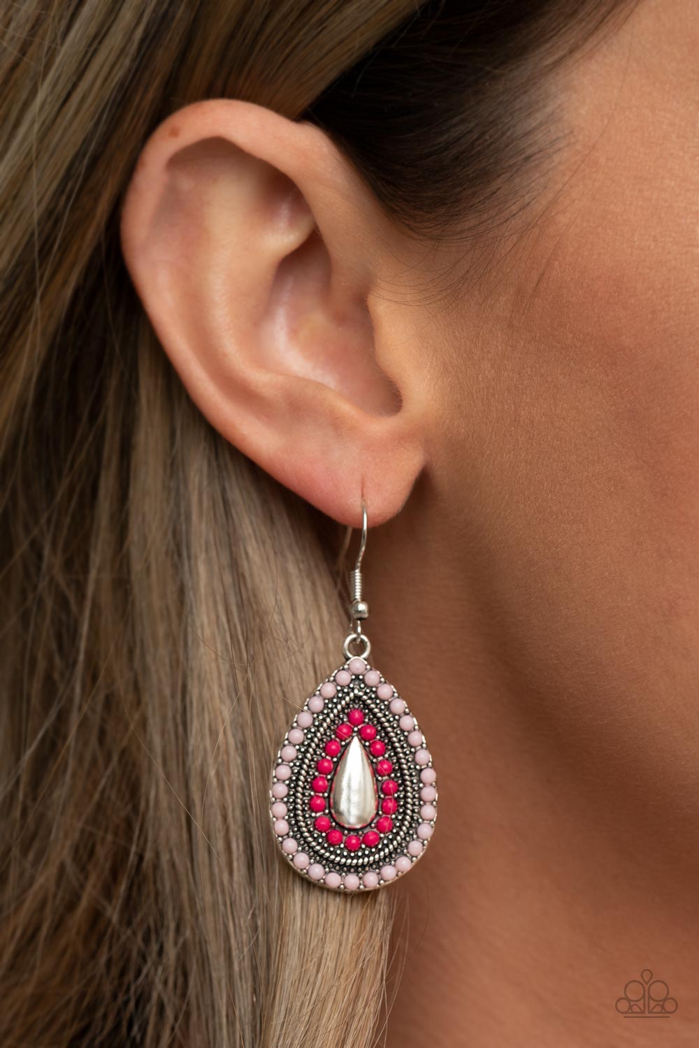 Paparazzi Earrings - Beaded Bonanza - Pink