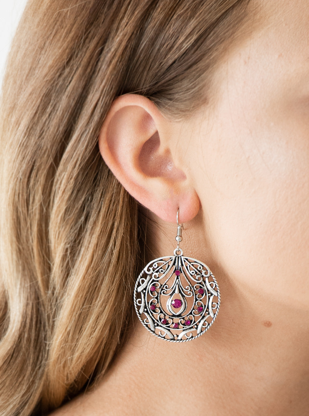 Paparazzi Earrings - Choose to Sparkle - Pink