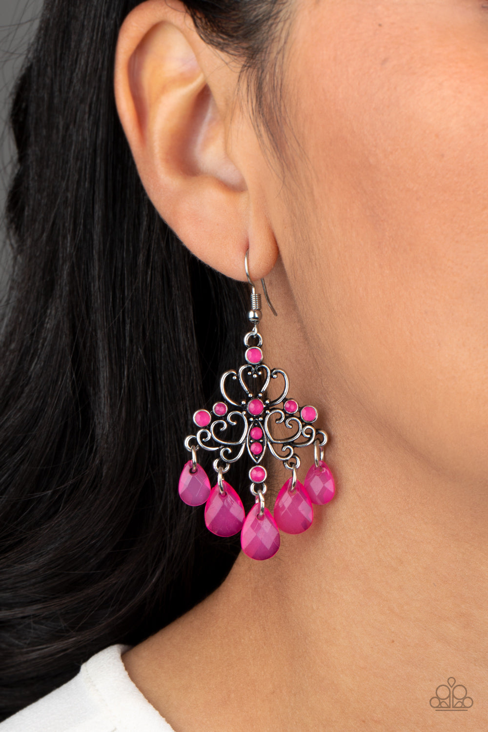 Paparazzi Earrings - Dip It GLOW - Pink