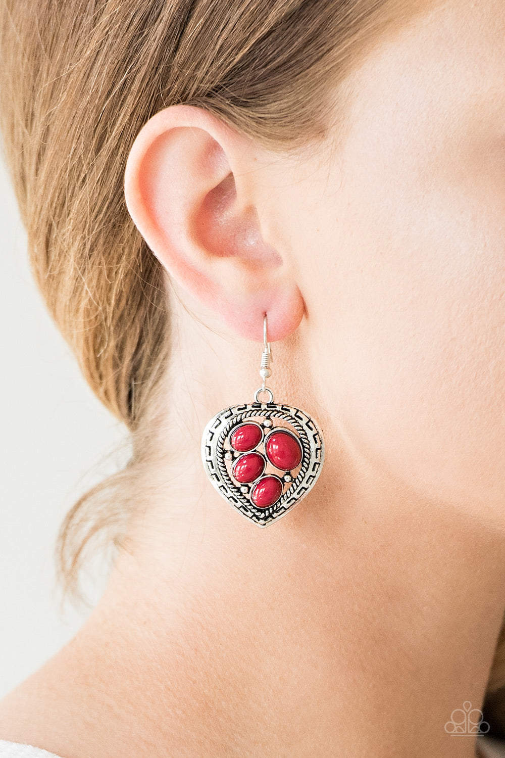 Paparazzi Earrings - Wild Heart Wonder - Red