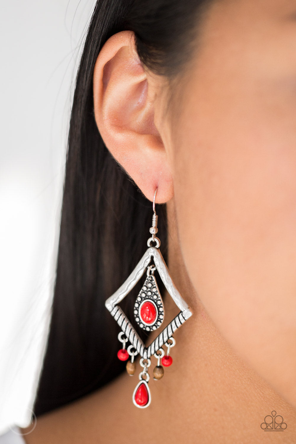 Paparazzi Earrings - Southern Sunsets - Red