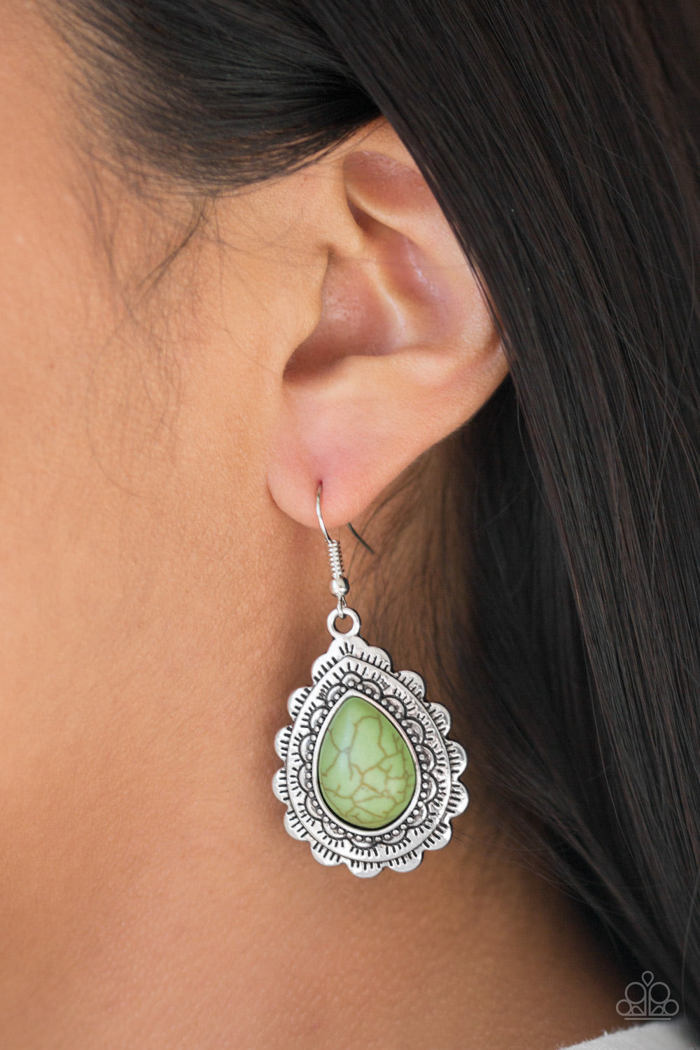 Paparazzi Earrings - Mesa Mustang - Green