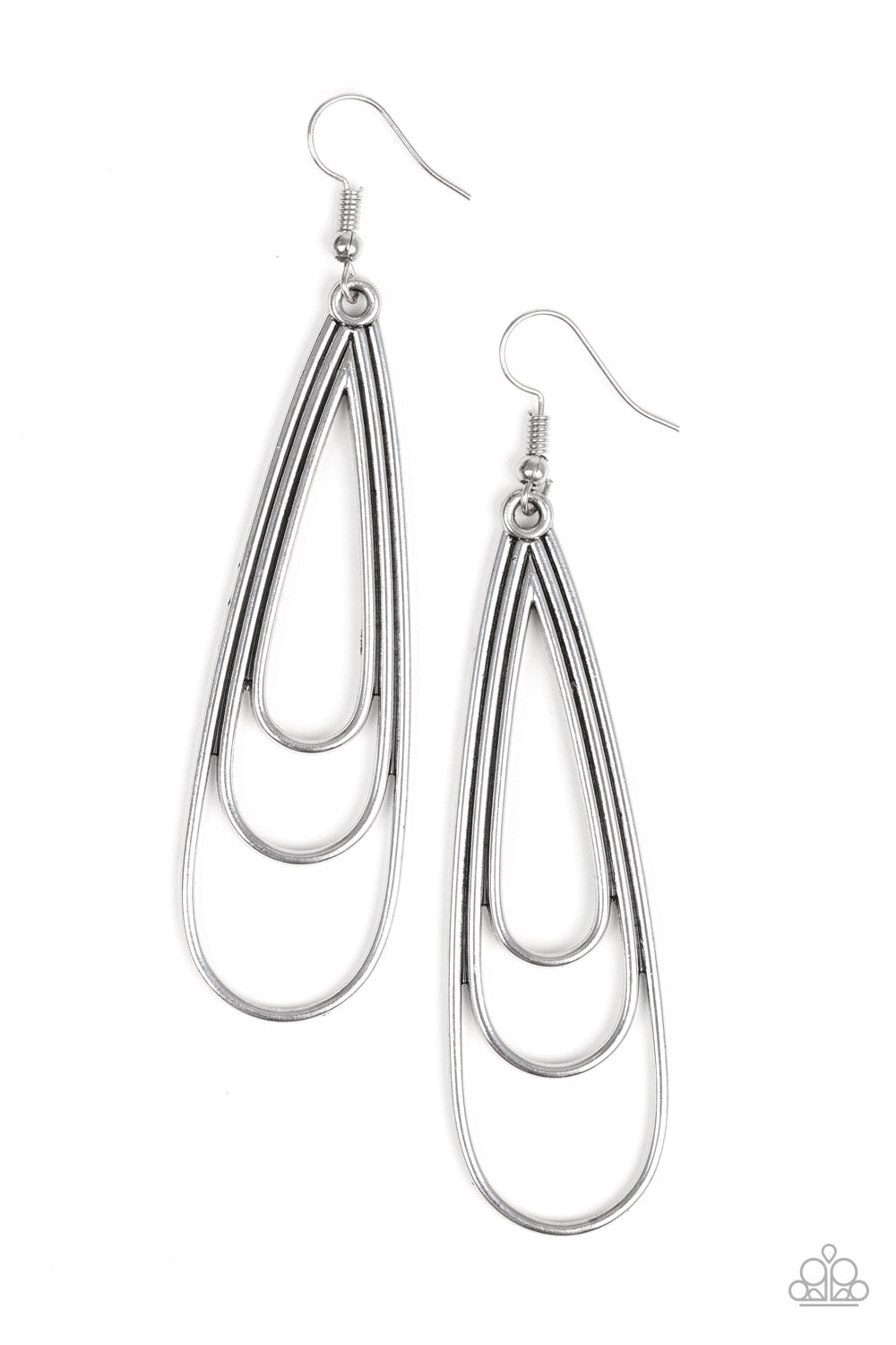 Paparazzi earring - Triple Ripple - Silver
