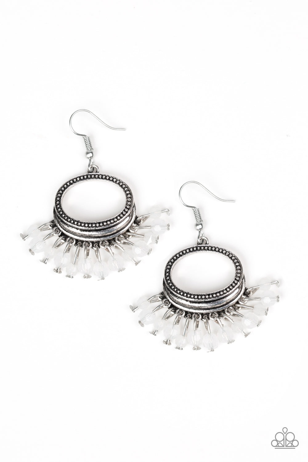 Paparazzi Earrings- Happy Days - White