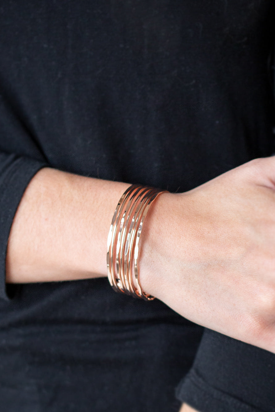 Paparazzi Bracelets - Timelessly Textured - Rose Gold
