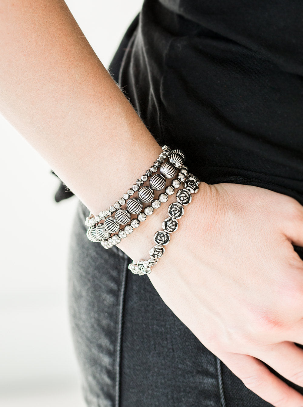 Paparazzi Bracelets - Rose Garden Gala - Silver