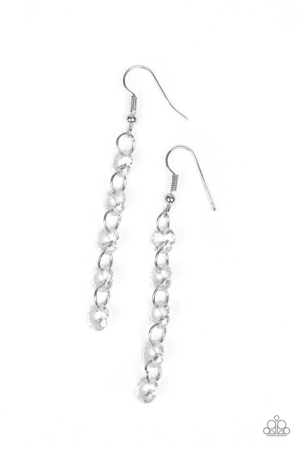 Paparazzi Earrings - Trickle-Down Effect - White