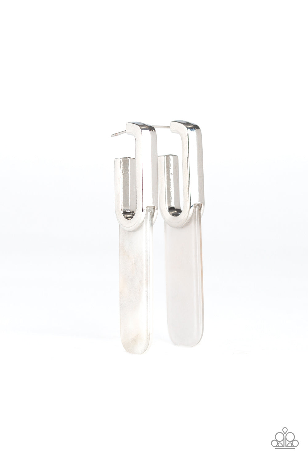 Paparazzi Earrings - HAUTE Off The Press - Silver