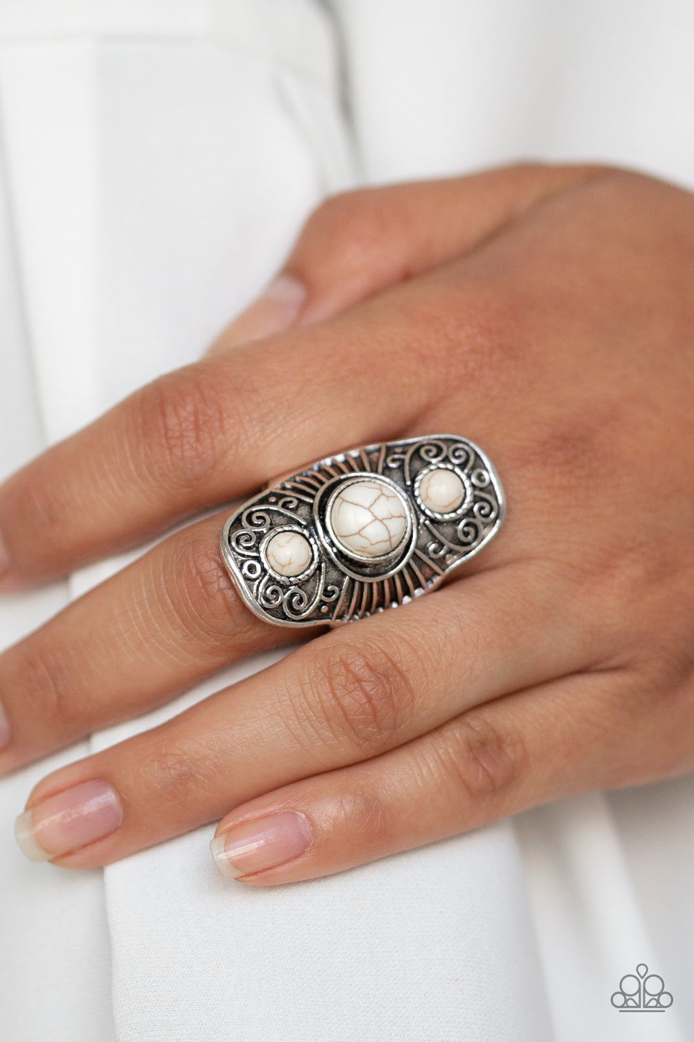 Paparazzi Rings - Stone Oracle - White