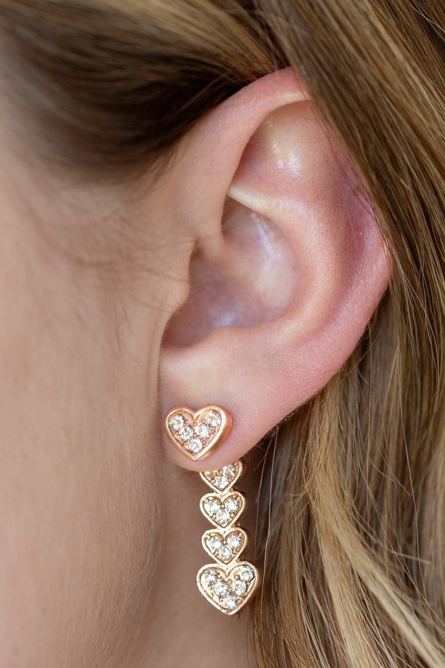 Paparazzi Earrings - Heartthrob Twinkle - Rose Gold