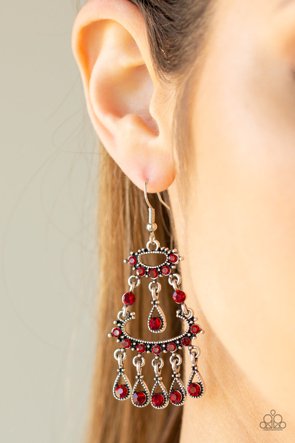 Paparazzi Earrings - Chandelier Shimmer - Red